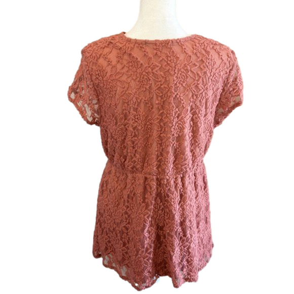 Liberty Love Lace sinched waist blouse, V- Neck, Blush pink, fully lined, - Picture 5 of 8